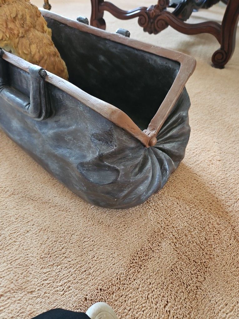 Beautiful Large Ceramic Magazine Rack With Attached Cat