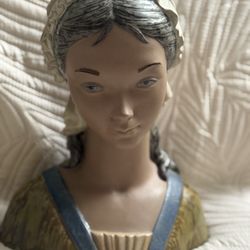 Vintage Lladro Little Girl Porcelain Bust, Large 13”, Model 12024, Hand Made in Spain