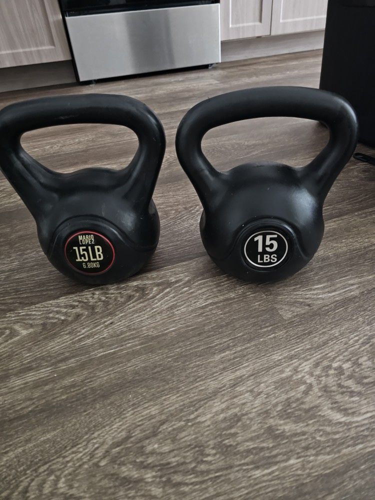 Set Of 2 Mario Lopez 15lbs Kettleball