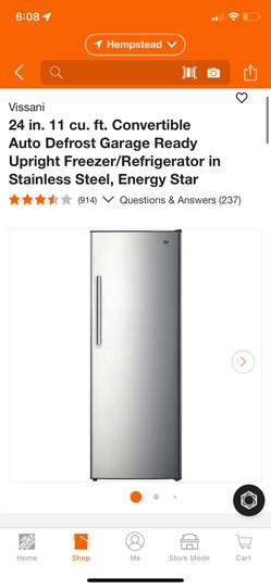 Vissani 24 in. 11 cu. ft. Convertible Auto Defrost Garage Ready Upright Freezer/Refrigerator in Stainless Steel, Energy Star