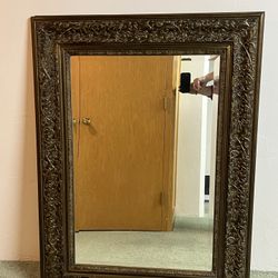 Wood Framed Mirror, Antique Gold-Brown Look, Large, Very Nice!