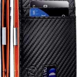 Money clip wallet with 12 Slots, RFID Blocking Mens Slim Wallet,Men’s Minimalist Front Pocket Wallet with Money Clip & ID Window, Bifold Credit Card H