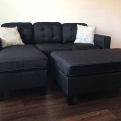 New Sectional Sofa Couch With Ottoman 