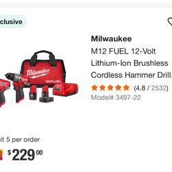 Milwaukee Cordless Hammer Drill Set