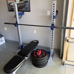 Home Gym Set – Bench Press, Squat Rack & Olympic Weights