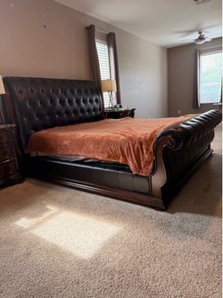 Dark Tufted Upholstered Bed Frame