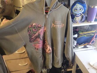 Portals Green And Pink Zip Up Hoodie