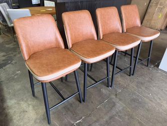 New assembled Brown Counter Height Bar Stools Set of 4, Dual Textured Seats
3.15" Thick Cushion, 16.1" Ergonomic Backrest, Sturdy Legs, 350lbs Capacit