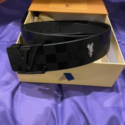 Brand New, Black On Black Checkered Louis Vuitton Belt