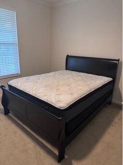 Queen Bed Set – Mattress, Box Spring & Headboard – Sold to best offer