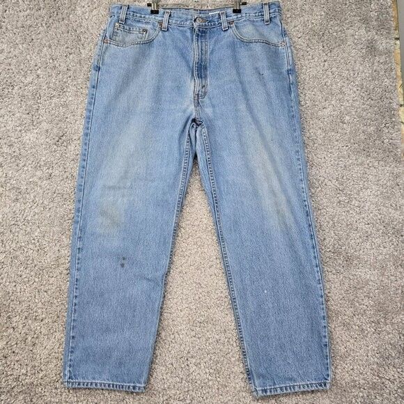 Levi’s 550 Jeans Men Relaxed Tapered Size 40x30 Blue 90s Grunge Distressed Denim