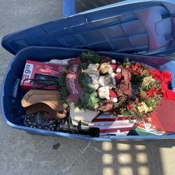 Container With Vintage Xmas Items