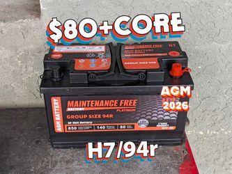 AGM Car Battery Group Size 94r/h7