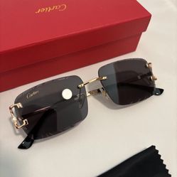 Cartier Black Sunglasses Gold Frames