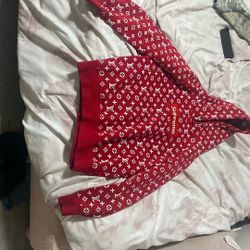 Red Lv Supreme Hoodie 