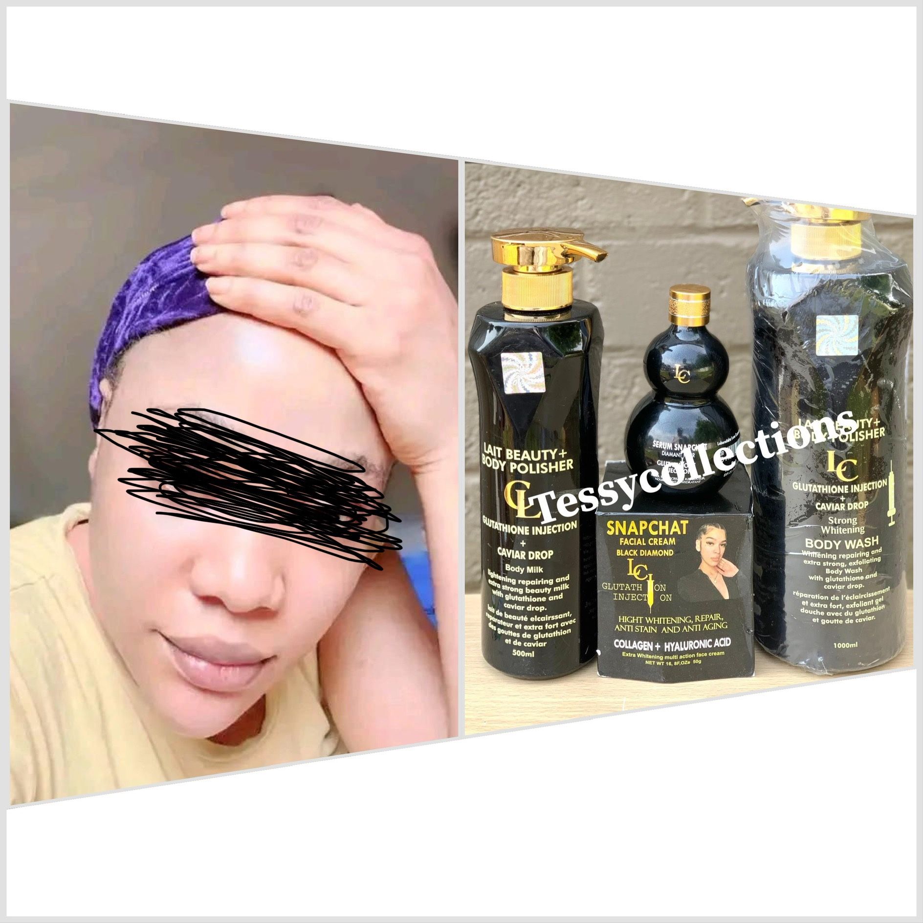 Lait snaptchat Black Diamond Set. Lotion,shower Gel , Serum & Face Cream 4 Pieces