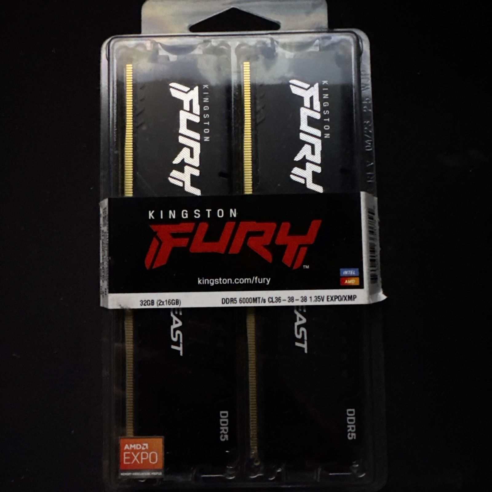 Kingston Fury Beast 32GB (2x16GB) 6000MT/s DDR5 CL36 Desktop Memory AMD EXPO NEW