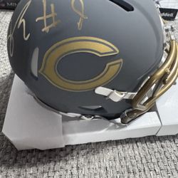 Jaquan Brisker Signed Chicago Bears Slate Mini Helmet JSA WITNESSED COA Sticker