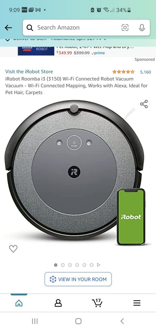 iRobot Roomba i3 i3150 Robot Vacuum