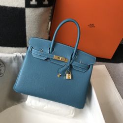 Hermès Birkin 30 Blue Jean Togo Gold Hardwar