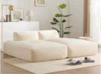 New Oversized Modular Sofa - Fully Compressed - ivory Short plush Fabric. Brand new in 2 boxes. The sofa made from 2 pieces. The dimension for 2 piece