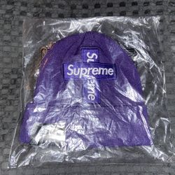 Supreme New Era Cross Box Logo Beanie Purple