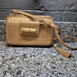 Spartina 449 Bamboo and Camel Leather WOC Crossbody