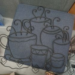 Coffee Cup Metal Wall Art Decor