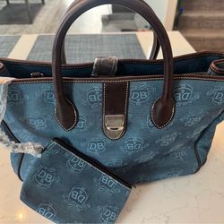 Dooney & Bourke Double Handle Tote Handbag DL50C W6 - Blue BRAND NEW