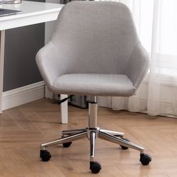 BTEXPERT grey Padded Adjustable Rolling Home Office Mid-Back Upholstery Chair, Swivel chair