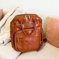 Leather Diaper Backpack | with Multiple Pockets | Laptop Compartmen