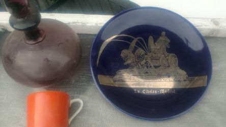Plate from Spain ,Blown Glass Top and Tea Cup