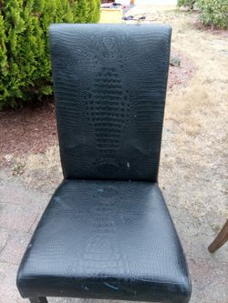 Black Croc Embossed Faux Leather Dining Chair