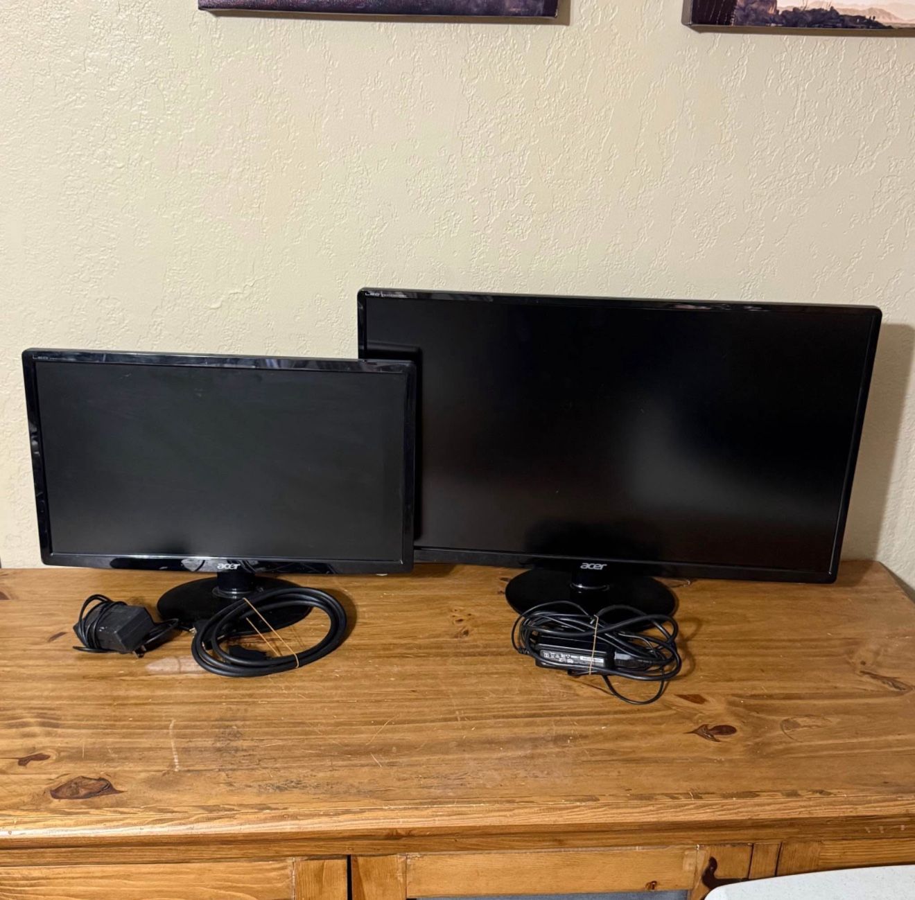 Acer S271HL 27” & S201HL 20” LCD Monitors Bundle with Power Cables + DVI Cable