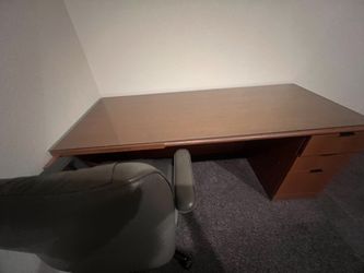 Creative Wood Executive Office Desk w/ Glass Top – Solid Commercial Desk