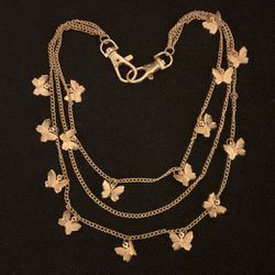 18” Goldtone Multi Strand Butterfly Necklace 