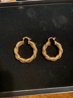 Twisted hoop gold-tone earrings