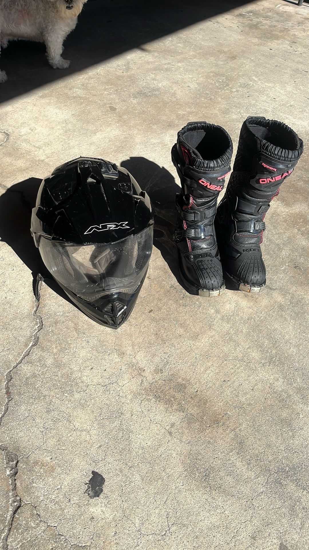 Girl Dirt Bike Boots And Helmet( Need Gone)