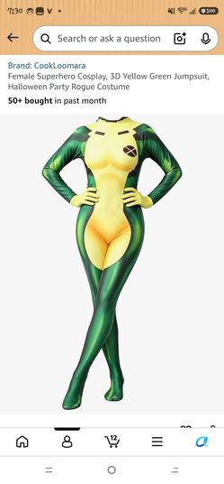XMEN Rogue Halloween Costume with white hair clip ons