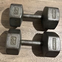 Vintage set.  (2) IVANKO Hex Dumbbells   45 lbs  Total: 90 lbs  $1.7 per pound.