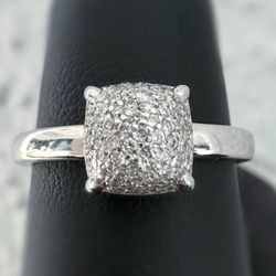Tiffany & Co. Paloma Picasso 18K white gold Pave 0.16CTW Diamond Sugar Stack Cocktail Ring sz5.25