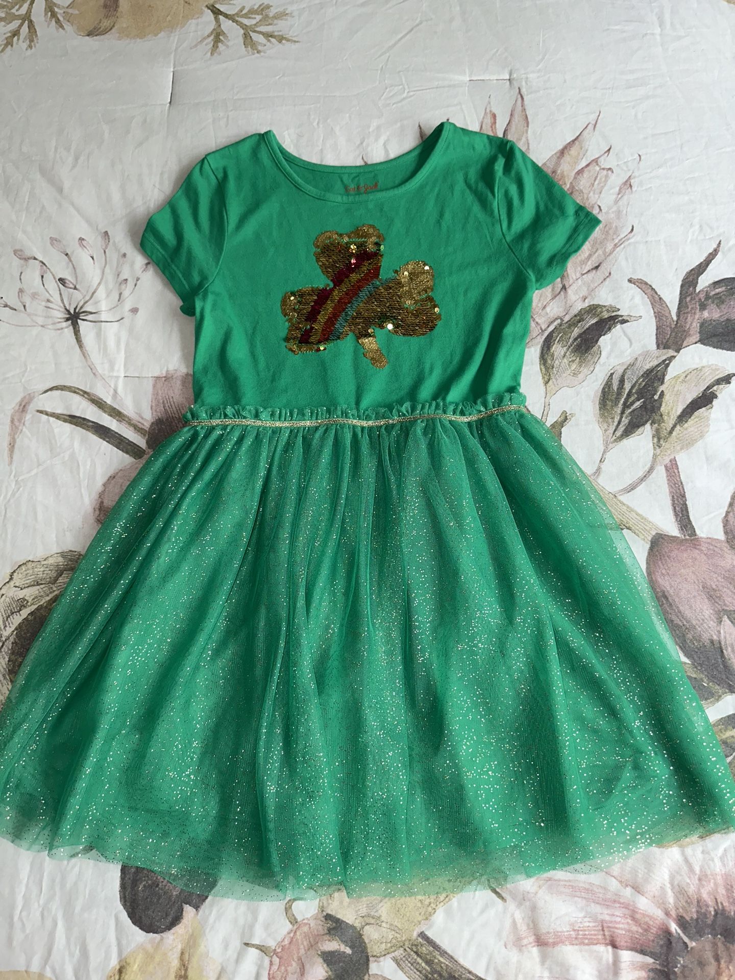 Cat & Jack Green Dress with Sequin Shamrock