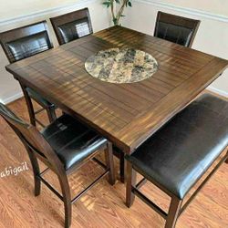 Fulton 6 Piece Counter Height Dining Room Set (Table, Barstools, Bench) /P