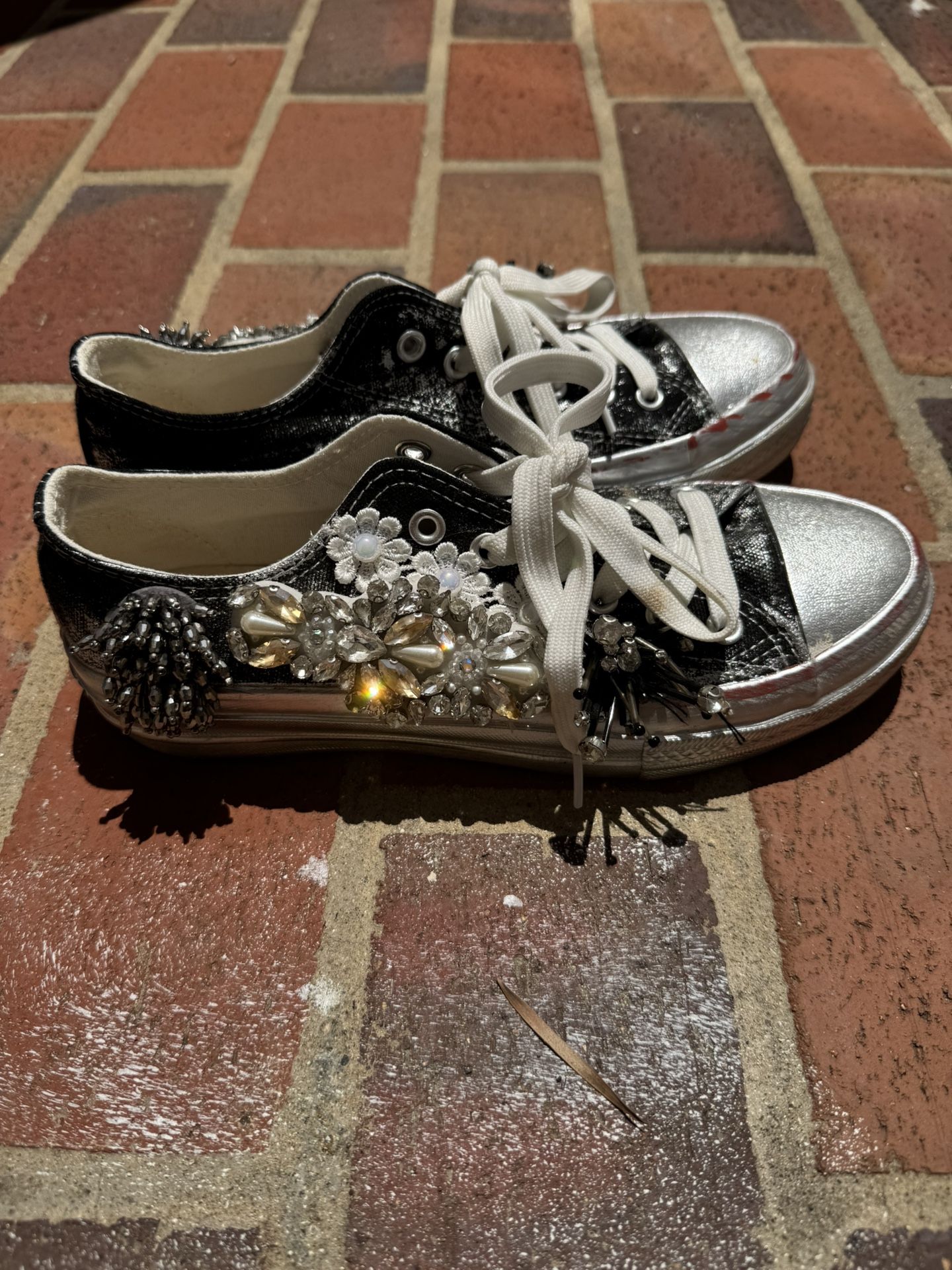 Silver Low top Converse Style Shoes