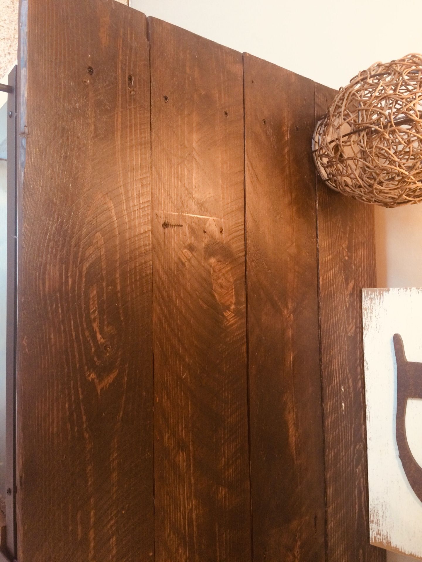 Rustic barn wood w/sliding barn wood door entertainment center/vanity/dresser/extra storage