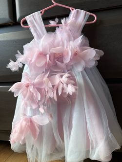 Girls Pink Floral Tulle Dress Toddler Size 3