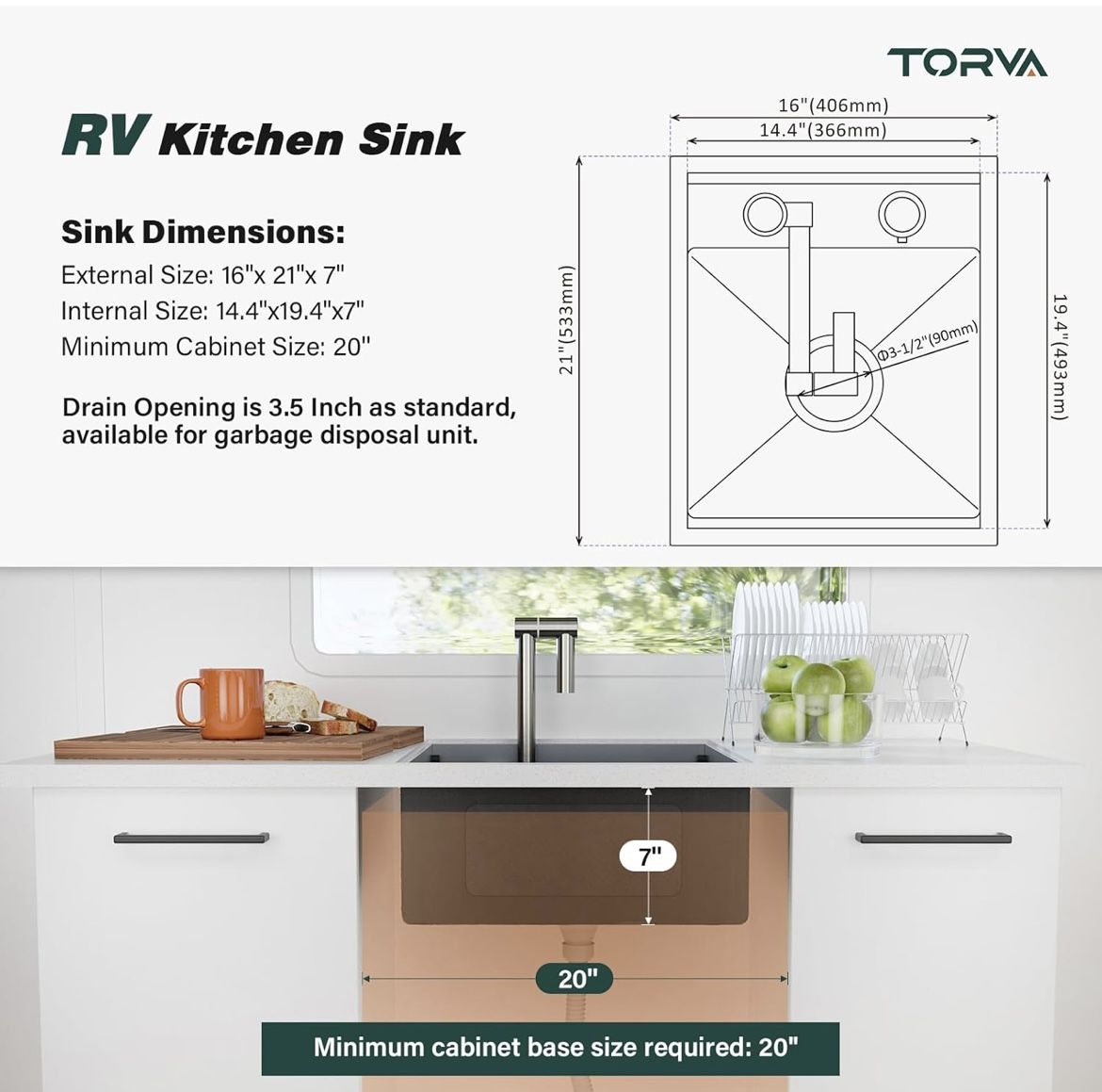 New 21x16 Inch Undermount Kitchen Sink Stainless Steel 16 Gauge Ledge Workstation