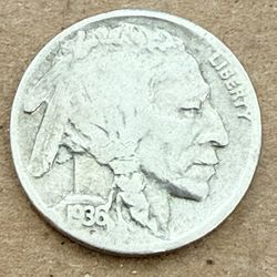 1936 Buffalo Nickel without a mint mark, struck as a business strike in the United States. It features an error variety. The coin bears the image of a
