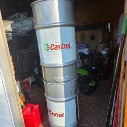(2) 55 gal. Castrol OIL drums 