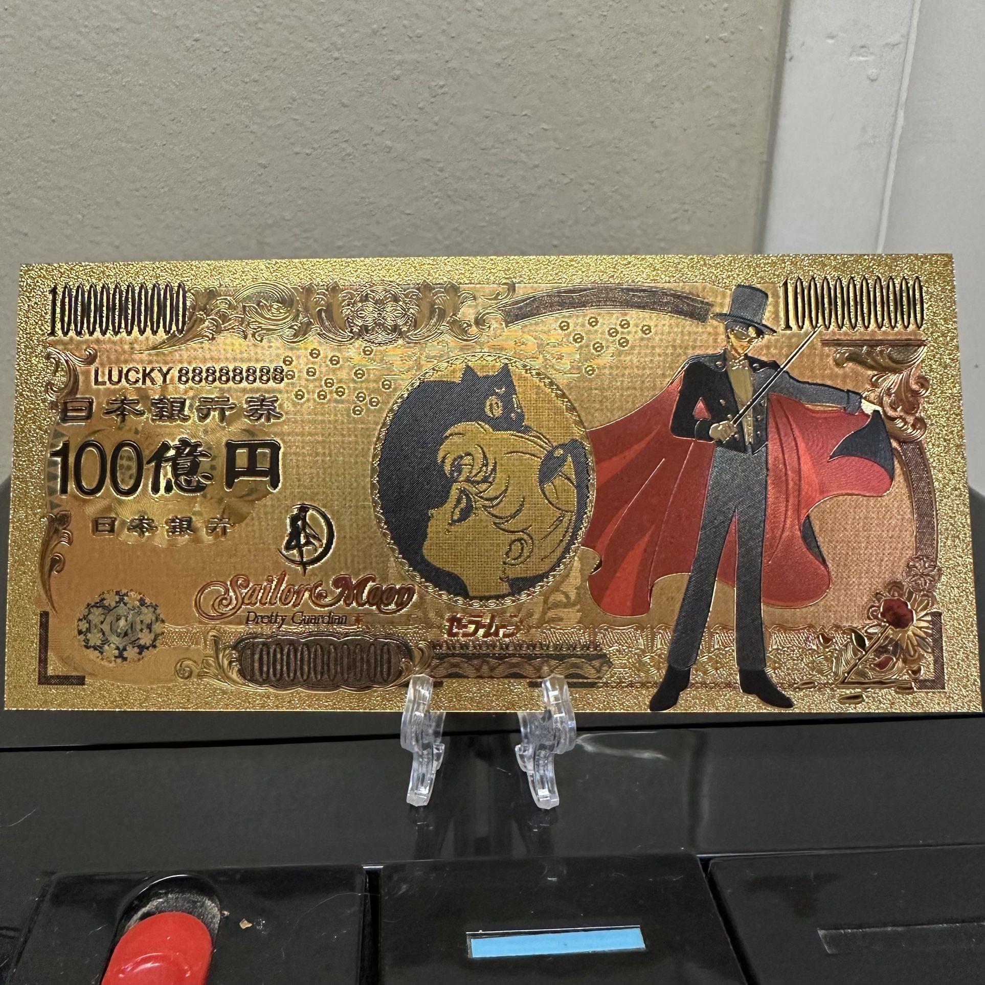 24k Gold Plated Sailor Moon Tuxedo Mask Mamoru Chiba Banknote